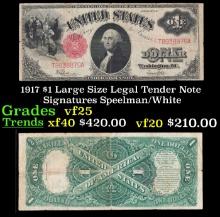1917 $1 Large Size Legal Tender Note Grades vf+ Signatures Speelman/White