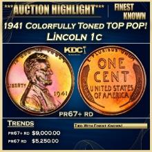 1941 Proof Lincoln Cent Colorfully Toned TOP POP! 1c pr67+ rd SEGS