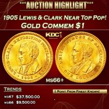 1905 Lewis & Clark Gold Commem Dollar Near Top Pop! 1 ms66+ SEGS