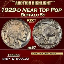 1929-d Buffalo Nickel Near Top Pop 5c ms67 SEGS