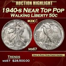 1940-s Walking Liberty Half Dollar Near Top Pop 50c ms67 SEGS