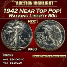 1942 Proof Walking Liberty Half Dollar Near Top Pop! 50c pr68+ SEGS