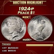 1924-p Peace Dollar $1 ms66+ SEGS
