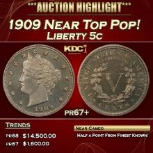 1909 Proof Liberty Nickel Near Top Pop! 5c pr67+ SEGS