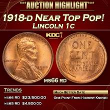 1918-d Lincoln Cent Near Top Pop! 1c ms66 rd SEGS
