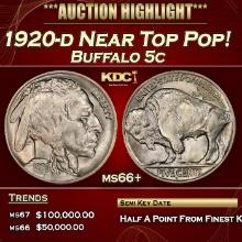 1920-d Buffalo Nickel Near Top Pop! 5c ms66+ SEGS