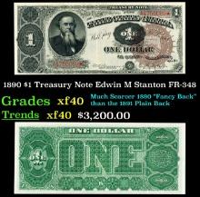1890 $1 Treasury Note Edwin M Stanton Grades xf FR-348