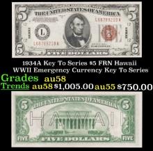 1934A $5 FRN Hawaii WWII Emergency Currency Key To Series Key To Series Grades Choice AU/BU Slider