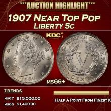 1907 Liberty Nickel Near Top Pop 5c ms66+ SEGS