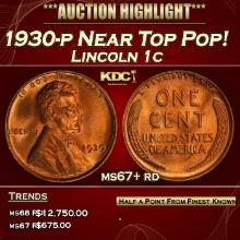 1930-p Lincoln Cent Near Top Pop! 1c ms67+ rd SEGS