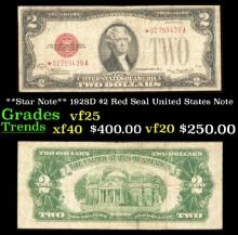 **Star Note** 1928D $2 Red Seal United States Note Grades vf+