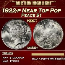 1922-p Peace Dollar Near Top Pop $1 ms66+ SEGS