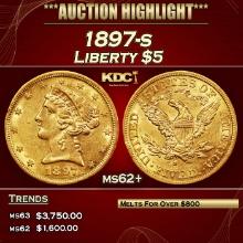 1897-s Gold Liberty Half Eagle $5 ms62+ USCG