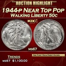 1944-p Walking Liberty Half Dollar Near Top Pop 50c ms67 SEGS