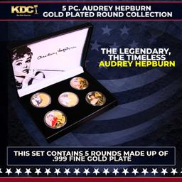 5 Coin Gold Plated the legendary, The timeless, Audrey Hepburn Set