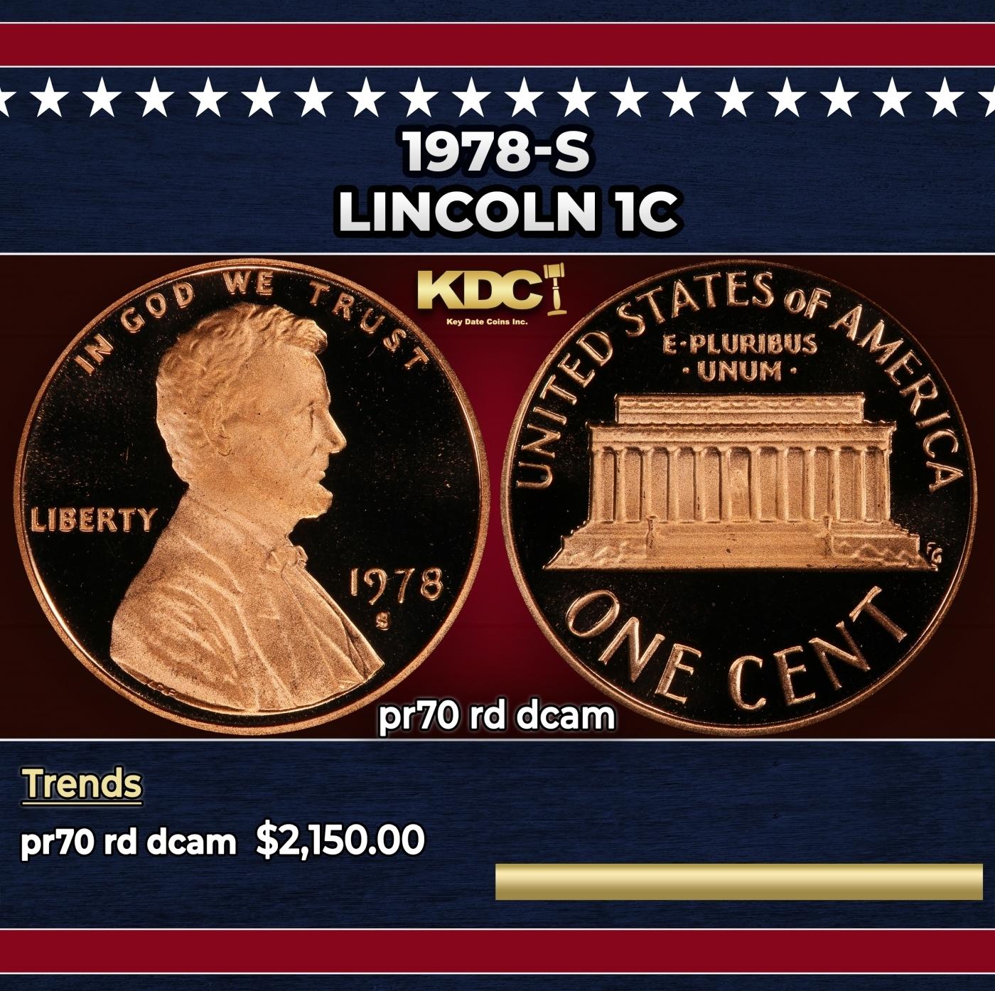 1978-s Proof Lincoln Cent 1c pr70 rd dcam SEGS
