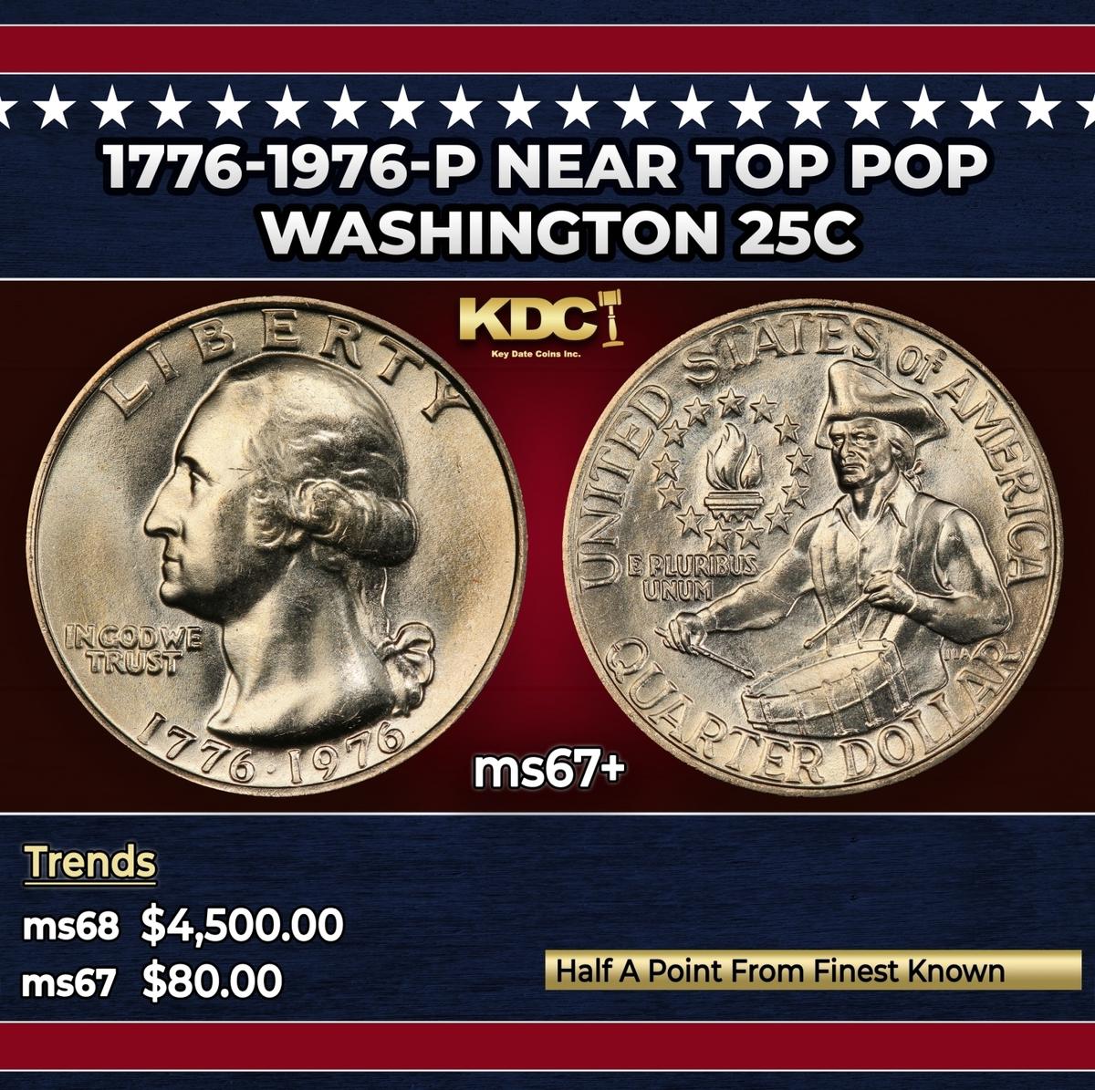 1776-1976-p Washington Quarter Near Top Pop 25c ms67+ SEGS