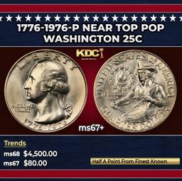 1776-1976-p Washington Quarter Near Top Pop 25c ms67+ SEGS