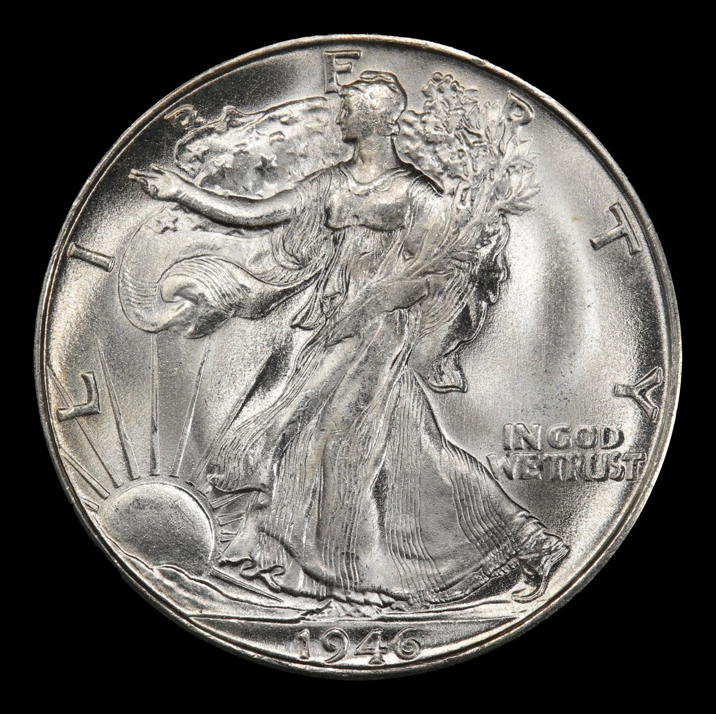 1946-s Walking Liberty Half Dollar Near Top Pop 50c ms66+ SEGS