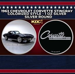 1963 Chevrolet Corvette Stingray Colorized Style - 1 oz Silver Round Round