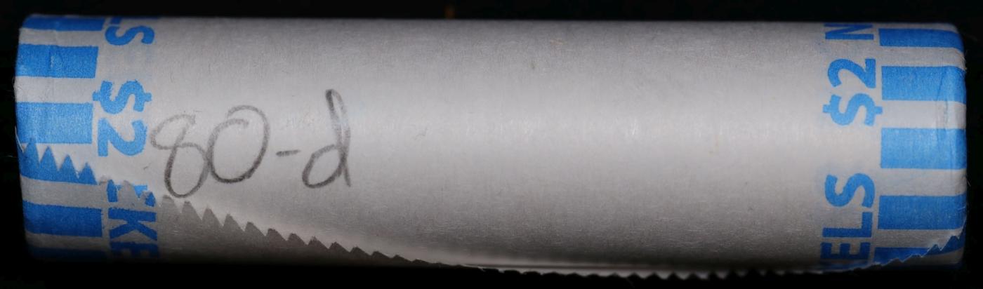 BU Shotgun Jefferson 5c roll, 1980-d 40 pcs Bank $2 Nickel Wrapper