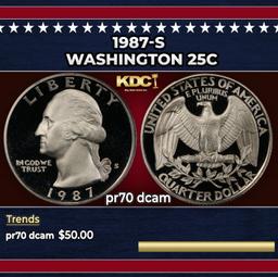 1987-s Proof Washington Quarter 25c pr70 dcam SEGS