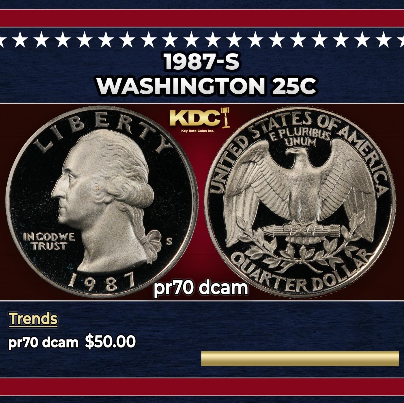 1987-s Proof Washington Quarter 25c pr70 dcam SEGS