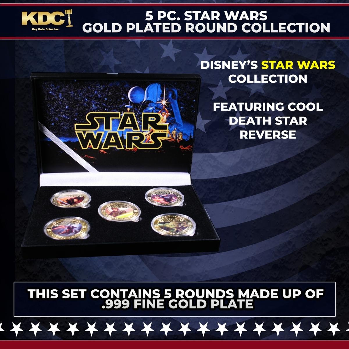 5 Coin Star Wars Gold Plated Round Collection