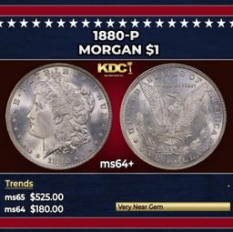 1880-p Morgan Dollar $1 Grades ms64+