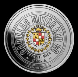 Cadillac 1906 & 1963 Colorized Logos Style - 1 oz Silver Round Round