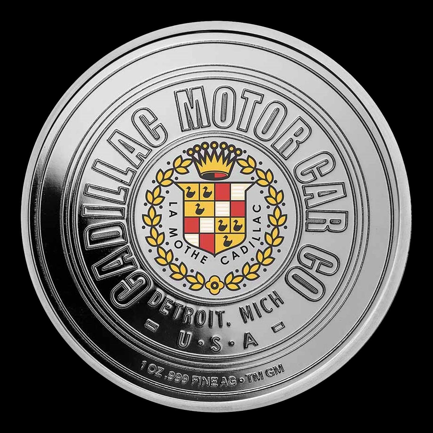 Cadillac 1906 & 1963 Colorized Logos Style - 1 oz Silver Round Round