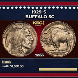 1929-s Buffalo Nickel 5c ms66 SEGS