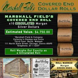 CIN- Rare Morgan Circ MARSHALL FIELDS 10 $1 Roll Green Level