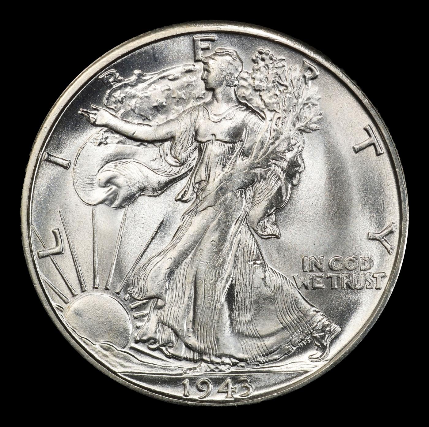 1943-s Walking Liberty Half Dollar Near Top Pop 50c ms66+ SEGS