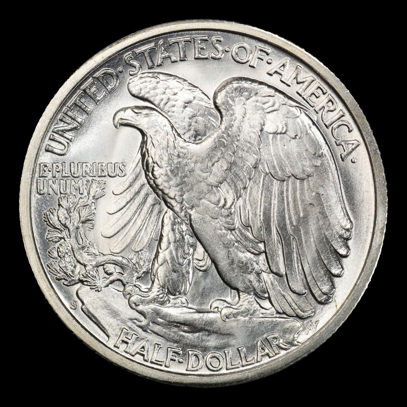 1943-s Walking Liberty Half Dollar Near Top Pop 50c ms66+ SEGS