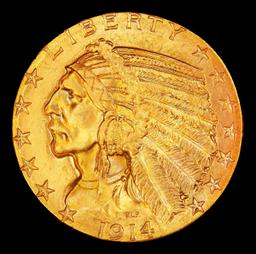 1914-d Gold Indian Half Eagle $5 ms65 USCG
