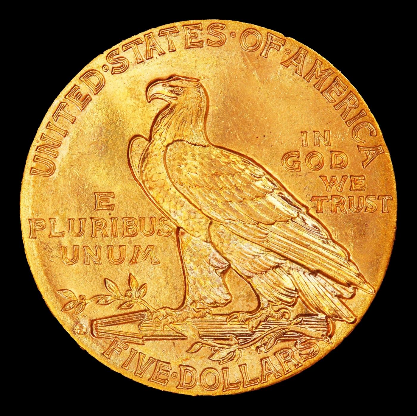 1914-d Gold Indian Half Eagle $5 ms65 USCG
