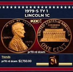 1979-s Ty 1 Proof Lincoln Cent 1c pr70 rd dcam SEGS