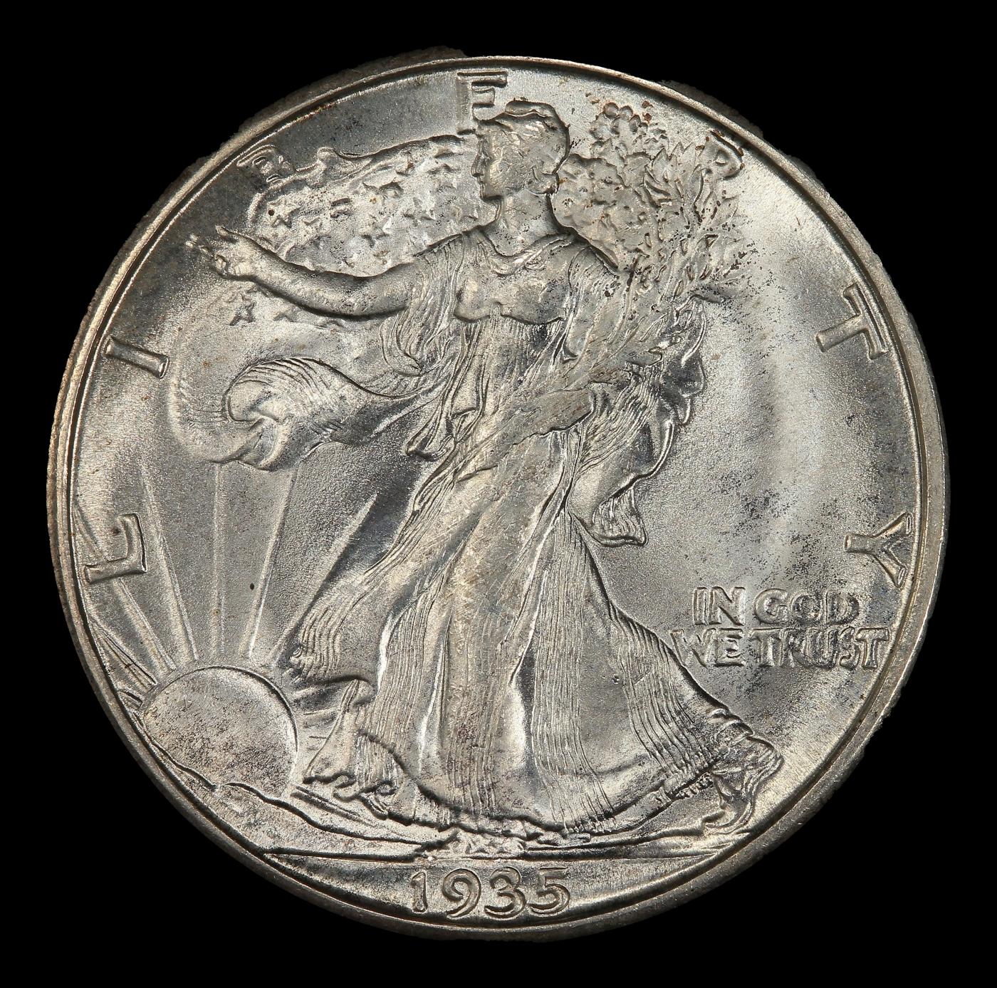 1935-d Walking Liberty Half Dollar Near Top Pop 50c ms66+ SEGS