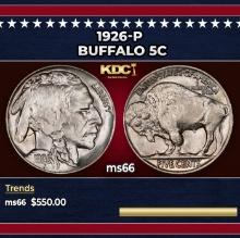 1926-p Buffalo Nickel 5c Grades ms66