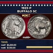 1923-p Buffalo Nickel 5c ms66+ SEGS