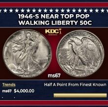 1946-s Walking Liberty Half Dollar Near Top Pop 50c ms67 SEGS
