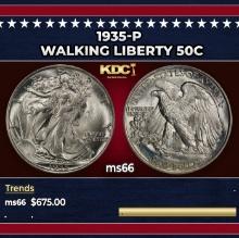 1935-p Walking Liberty Half Dollar 50c Grades ms66