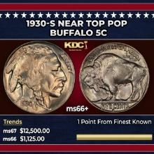 1930-s Buffalo Nickel Near Top Pop 5c ms66+ SEGS