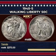 1945-s Walking Liberty Half Dollar 50c Grades ms66