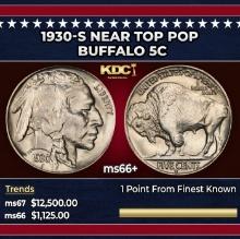 1930-s Buffalo Nickel Near Top Pop 5c ms66+ SEGS