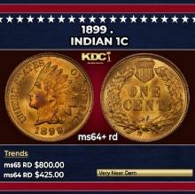 1899 Indian Cent . 1c Grades ms64+ rd