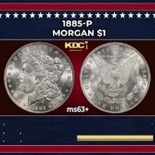 1885-p Morgan Dollar $1 Grades ms63+