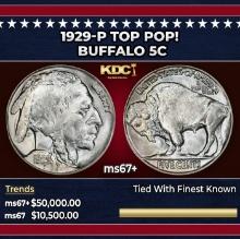 1929-p Buffalo Nickel TOP POP! 5c ms67+ SEGS