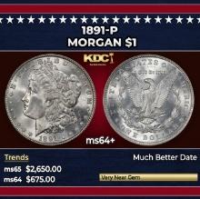 1891-p Morgan Dollar $1 ms64+ SEGS